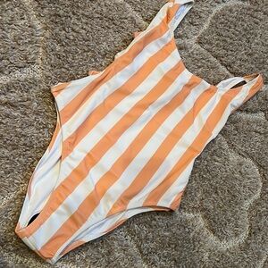 Volcom Coco Guave Peach and White striped 1 piece